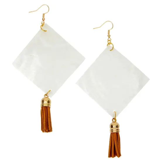 20 Pack Diamond Capiz Shells with Holes for Jewelry Making, Decoration, Wind Chimes, Crafts (2 In) White {4}