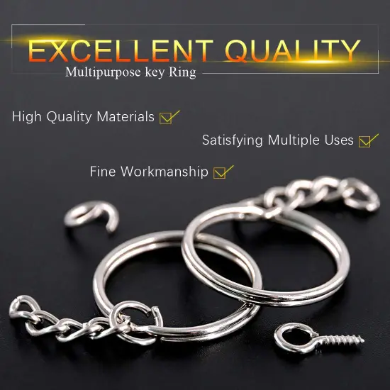 450Pcs 1" 25mm Sliver Key Chain Rings Kit, Including 150Pcs Keychain Rings with Chain and 150Pcs Jump Ring with 150Pcs Screw Eye Pins Bulk for Jewelry Findings Making (Sliver) {6}