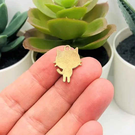 Black Enamel Cat Charms, 19x15mm {3}