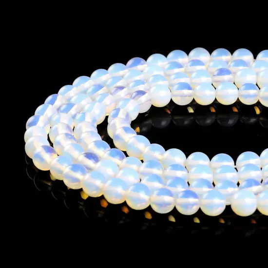 10MM White Opal Agate Beads Gemstone Beads Round Smooth Beads Good Luck for Jewelry Making DIY Gifts for Family and Friends (Opal, 10mm) {5}