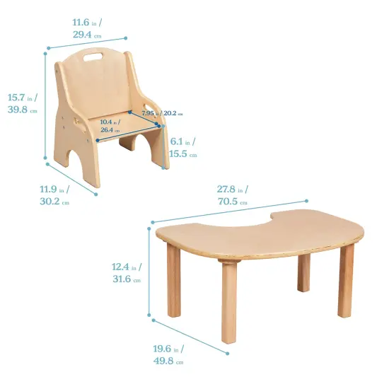 Little Learner Table and Chair Set, Kids Furniture Natural {2}