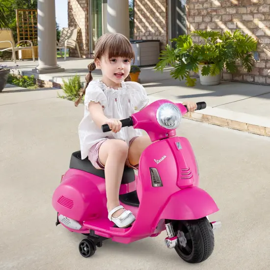 Plastic Licensed Kids Ride-On Motorcycle Vespa with LED Headlight and Horn Sound Pink {3}