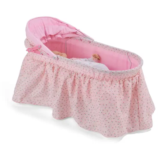 Badger Basket Folding Doll Cradle with Hood - Pink/Rosebud {6}