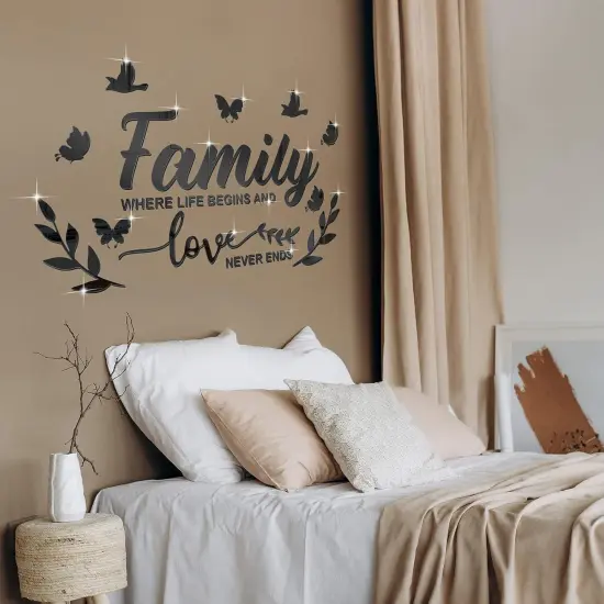 Mirror Family Wall Decor 3D Acrylic Wall Decal Stickers Family Letter Quotes {5}