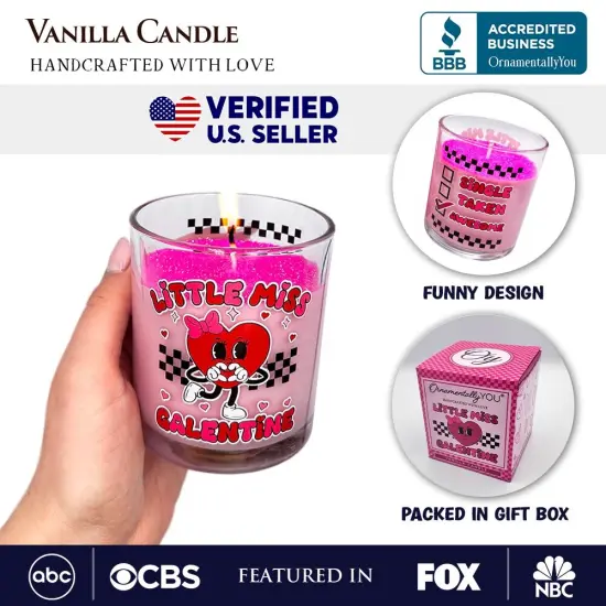 Little Miss Galentine Candle, Vanilla Scented Single Women Pink Valentine's Day Gift {3}