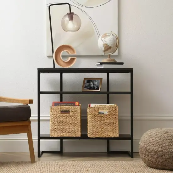 Set of 2 Hyacinth Storage Cubes, 10.5" Wicker Basket Bins for Shelves, Natural {4}