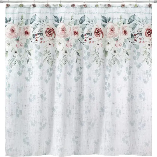 Fabric Shower Curtain, Floral Bathroom Decor (Spring Garden Collection, 72") {1}