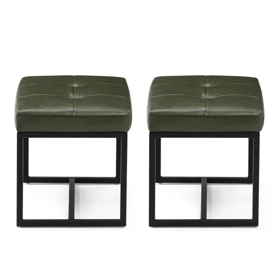 24"W Modern PU Leather Button-tufted Ottoman Foot Stool Green {4}