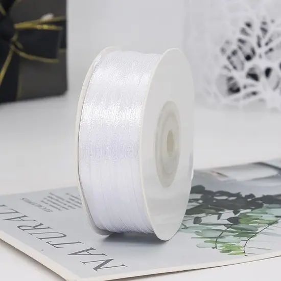 White Ribbon - Solid Color Satin Ribbon,1/8 inch x 100 Yards Double Face Gift Ribbon for Crafts {2}
