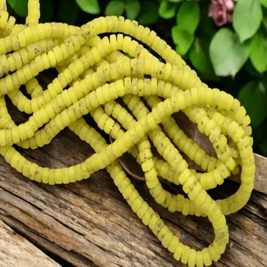 6x3mm Aged Citrus Yellow Indonesian Heishi Beads (20" Strand) {4}