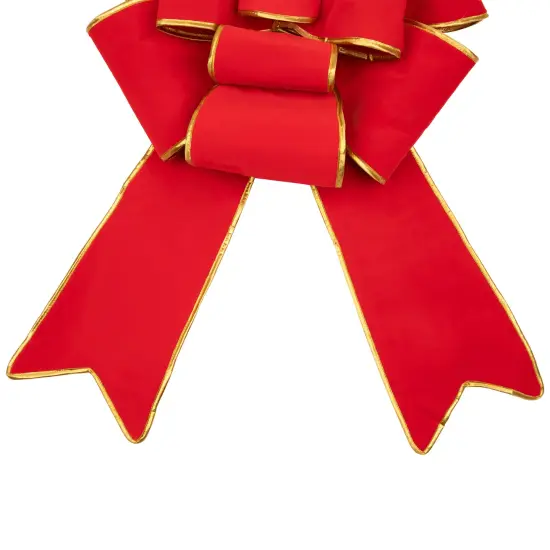 Northlight Giant 3D 11-Loop Velveteen Commercial Christmas Bow with Trim - 40" - Red and Gold {5}
