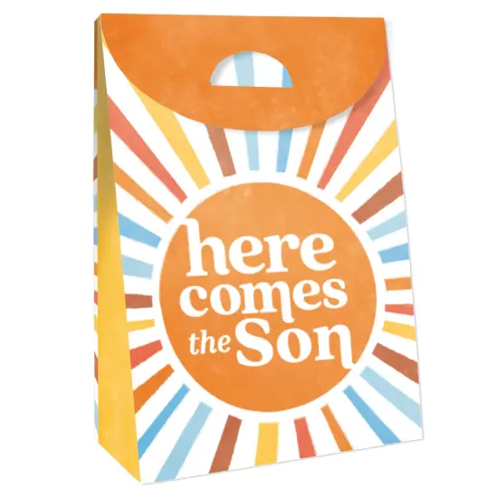 Big Dot of Happiness Here Comes The Son Favor Boxes, Boy Boho Baby Shower Decorations, Retro Sunshine Party Goodie Gift Bags - Set of 12 {4}