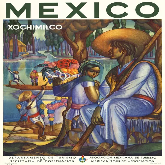 Mexico Xochimilco Vintage Travel Poster Prints {2}