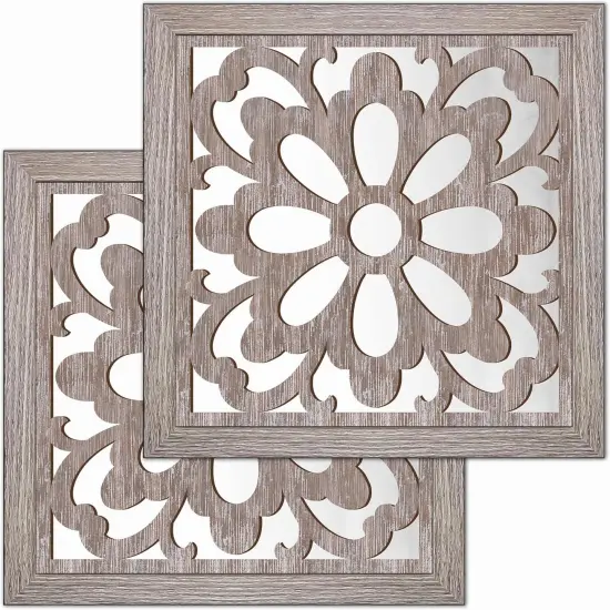 2pcs Set Square Mandala Cutout Wall Mirror Decor {1}