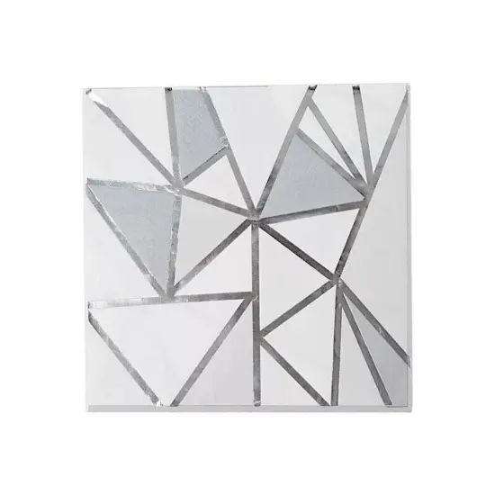 20 Silver 13x13 in Dinner Cocktail Paper NAPKINS Geometric Design Party Events {1}