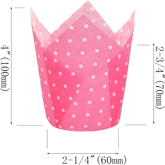 Large Muffin Greaseproof paper Baking cupcake cups, 2-1/4" x 4" Pink printed with Polka Dot Tulip Baking Cup(Large) (125pcs) {2}