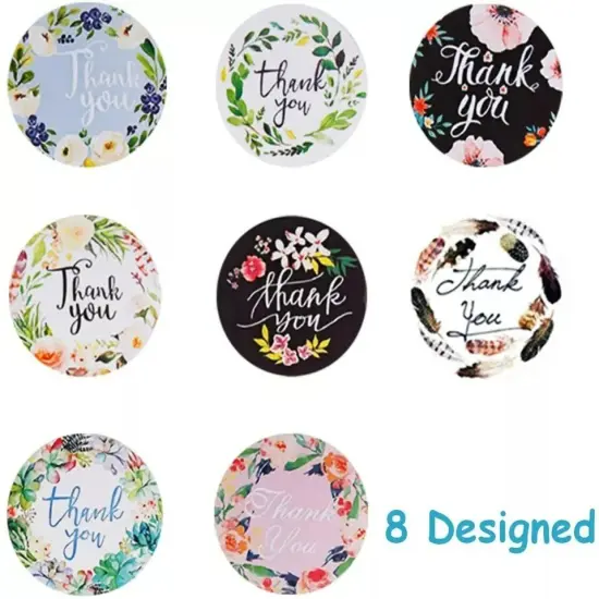 1000Pcs 1 Inch Floral Thank You Stickers Labels Roll Decorative Sealing Sticker {2}