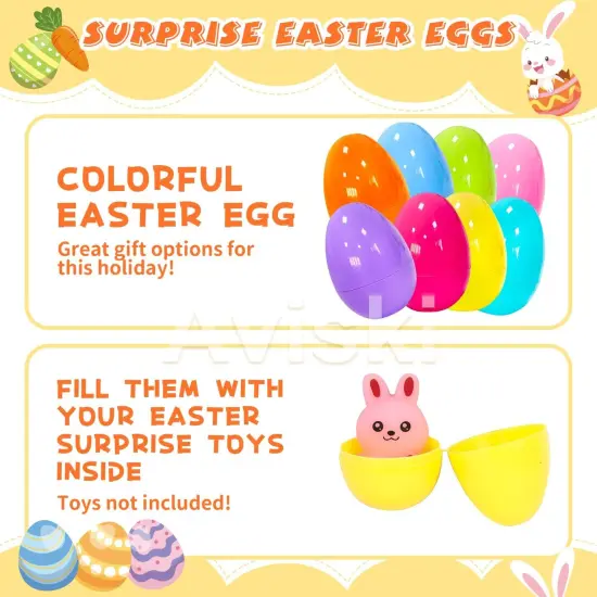 200Pcs 2.36inch Colorful Easter Plastic Eggs for Kids Egg Hunt Basket Bag Empty Stuffers Fillers with 2pcs Cute Non Woven Bags {3}