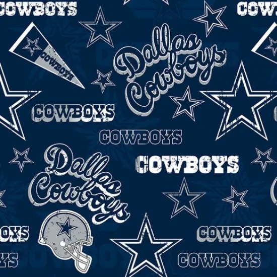 Licensed NFL Dallas Cowboys Retro Print Cotton 14443D Fabric by the Yard {1}