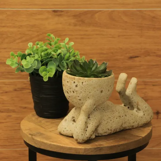 Contemplative Muse Planter &ndash; Cement Sculpture, Artistic Home Decor Accent {5}