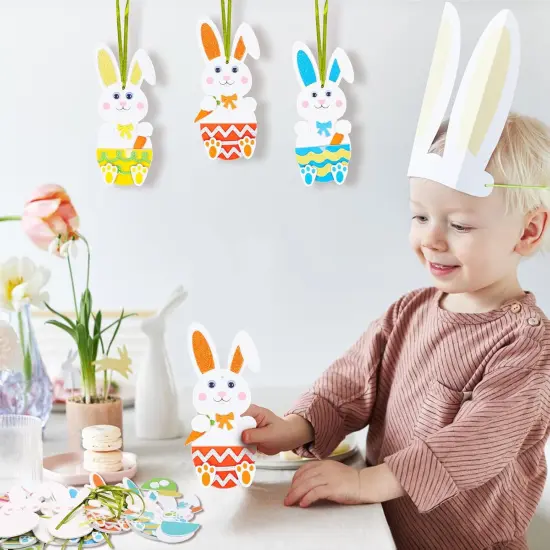 12 Pack Easter Bunny Craft for Kids Make You Own Easter Rabbit Foam Stickers Ornament {2}