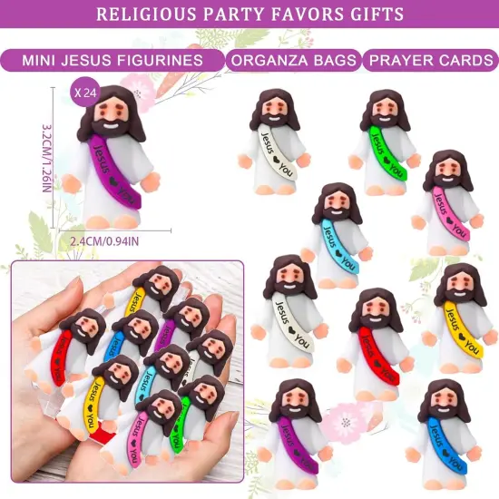 24 Pcs Prefilled Easter Eggs with Mini Jesus Figurines Resin Toys Inside Great {2}