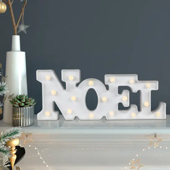 Northlight LED Lighted NOEL Christmas Marquee Wall Sign - 17" - White {4}