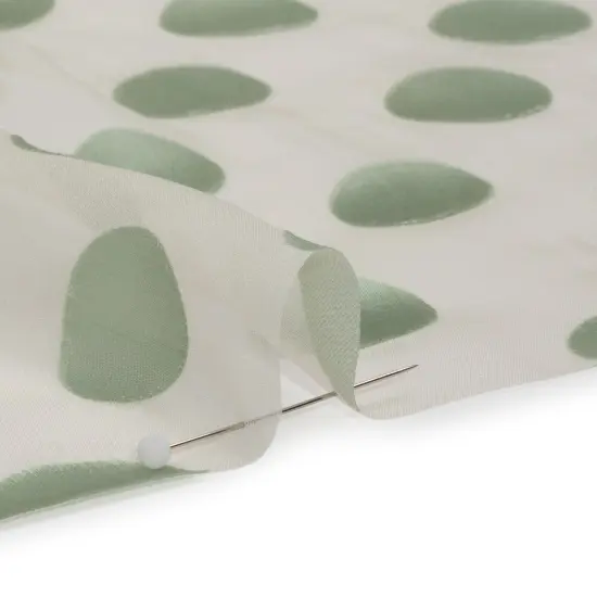 1 Yard Cream and Mint Polka Dot Silk Satin Burnout Chiffon Dress Fabric 54 Inch Width {2}
