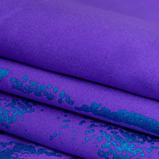 1 Yard Purple Duchesse Satin Space Cadet Striped Border Print Fabric, 54 Inches Wide {1}