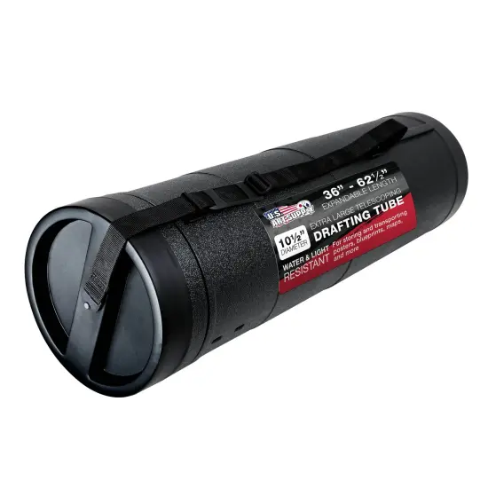 Jumbo Poster Tube - Telescoping Adjustable 36" to 62-1/2" - Durable 10-1/2" Diameter Storage Tube - Art Poster Carrier Holder & Blueprint Storage Drafting Tube Travel & Protection {1}