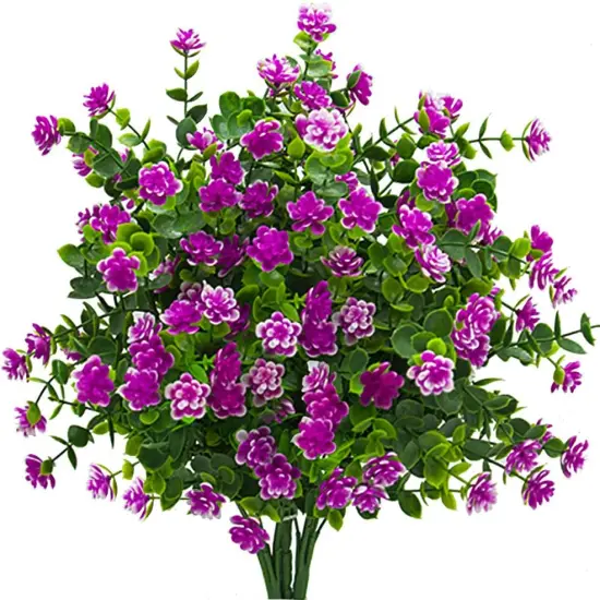 Artificial Flowers, Fake Outdoor UV Resistant Plants Faux Plastic Greenery Shrubs Indoor Outside Hanging Planter Home Kitchen Office Wedding Garden Decor (Magenta) {1}