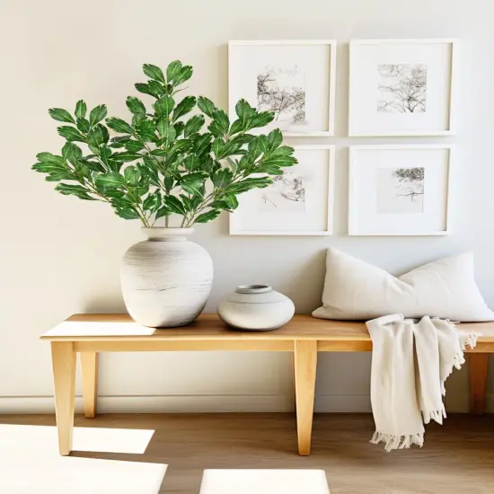 3PCS Artificial Greenery Stems 31.5 Inch Faux Branches for Vase Fake Pittosporum Tobira Leaves Branches Long Stems Plants Leaf Bushes for Floral Arrangement Bouquets Party Wedding Home Decor Green {5}