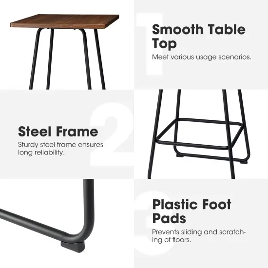 41"H Industrial Modern Square Wood Top Bar Height Pub Tables Brown {5}