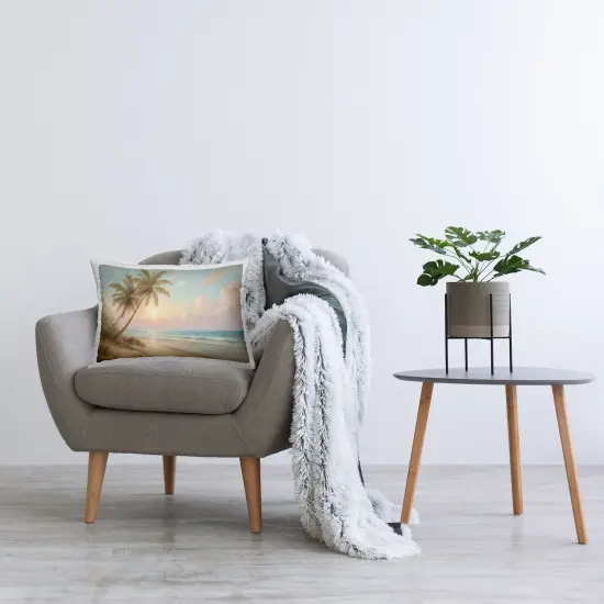 Stupell Industries Sunset View Beach Palms Indoor Pillow, 14 x 7 x 20 {2}