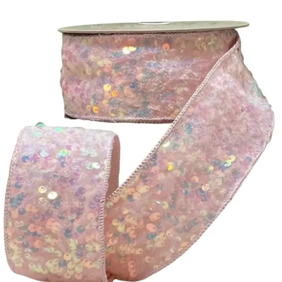 2.5" Sequin Sugar Plum Ribbon: Iridescent Pink (10 Yards) {1}