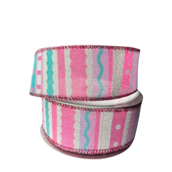 1.5" Whimsy Stripe Ribbon: Pink, Aqua, Lavender {2}