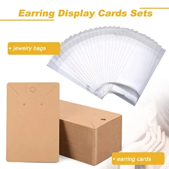 500 Pieces Earring Cards - holder Cards with 500 Pieces Bags, Display Cards for Earrings Necklace Display and Jewelry Packaging {1}