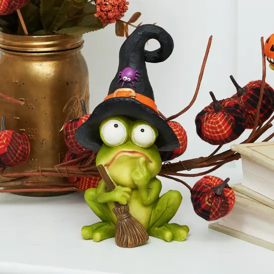 Frog with Witch Hat Halloween Figure Decoration {4}