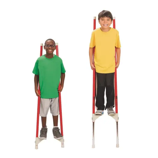 S&S Worldwide Sky High Stilts. Adjustable Height Aluminum Stilts with 4 Height Levels for Kids and Adults up to 250 Pounds. Fun Circus, Balance Building Activity. Pair of Stilts. {1}
