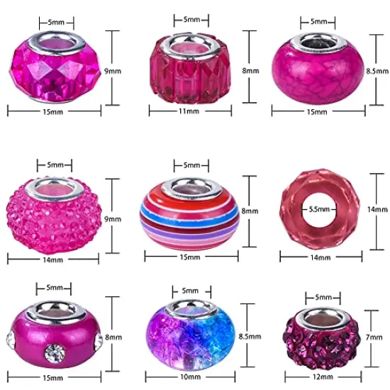 Assortment European Large Hole Beads Spacer Beads Rhinestone Craft Beads for DIY Charms Bracelet Jewelry Making (Rainbow) {4}