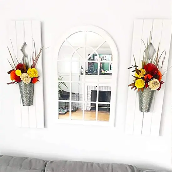 2 Pck Galvanized Metal Wall Planter Farmhouse Wall Vase for Artificial Plants Flowers, Rustic Hanging Fake Flowers Holder Country Home Bedroom Living Room Decor Set of 2, Silver, Small {2}