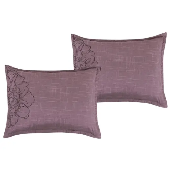 7 Pieces Keeya Purple Floral Comforter Set Peony Embroidery {2}