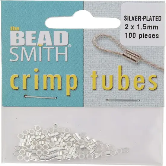 The Beadsmith Tube Crimp Beads, Gold Color, Uniform Cylindrical Shape, No Sharp Edges, Designed to Secure the Ends of Jewelry Stringing Wires and Cables Slvr 2mmx1.5mm100pcs {2}