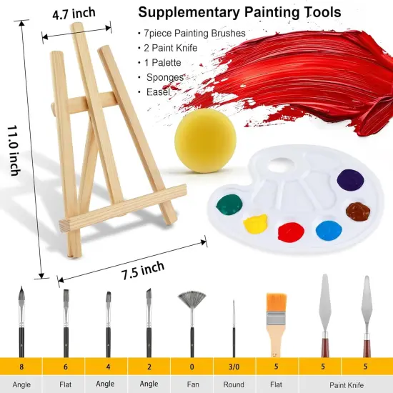 Acrylic Paint Set 56 pcs,Painting Supplies with 24 Acrylic Paint,16 Sheets Acrylic Pad {4}