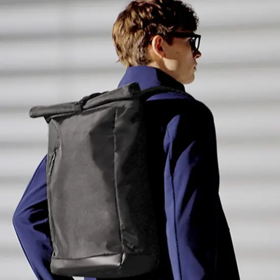 Mercer+Mettle&reg; Rucksack Rolltop Backpack with Laptop Sleeve for Commuters Deep Black {3}