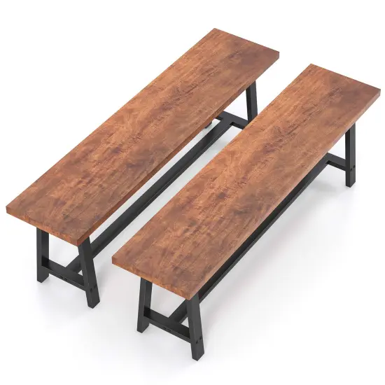 Costway 1/2 PCS 60" Dining Bench 3 Person Entryway Shoe Bench with Metal Frame for Hallway {8}