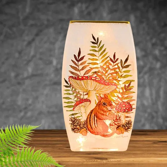 Stony Creek 8.0 Inch Little Forest Friends Decorative Glass Fall Lighted Glass Accent , Thanksgiving Decor Fall Autumn Electric Critters CHIPMUNK {4}