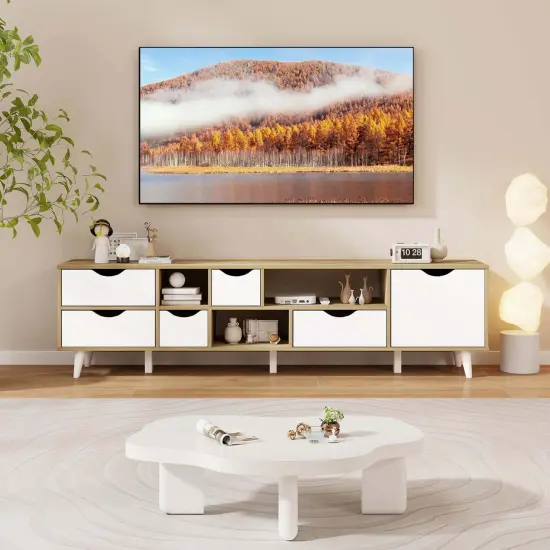 Costway TV Stand for TVs up to 65" with Storage 5 Drawers & 3 Open Shelves for Bedroom {2}