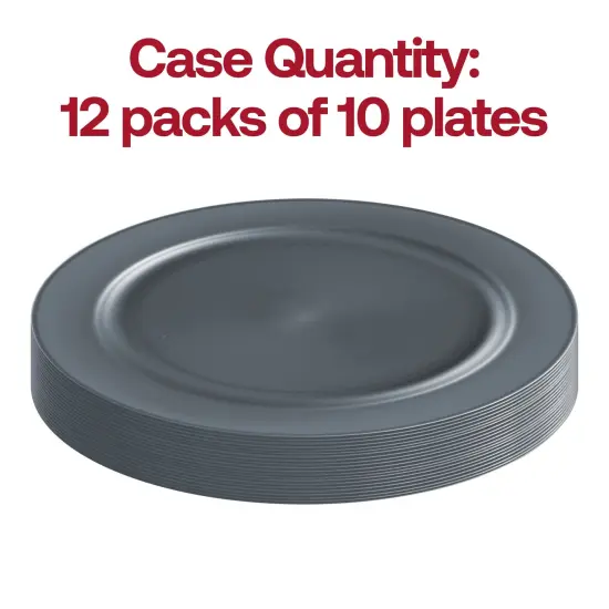 Matte Charcoal Gray Round Disposable Plastic Appetizer/Salad Plates - 7.5" (120 Plates) {4}