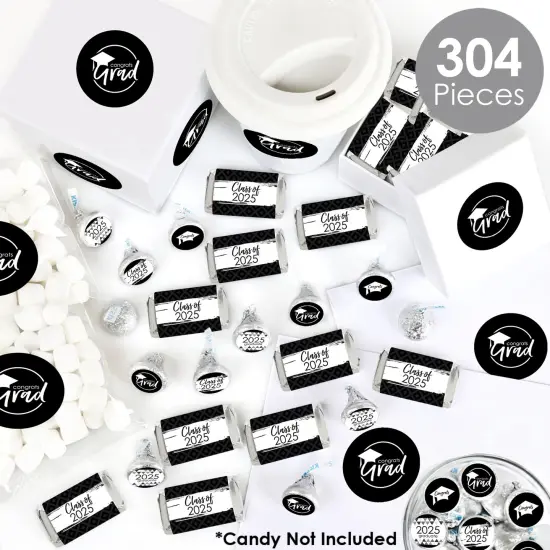 Big Dot of Happiness 2025 Black and White Graduation Party Candy Favor Sticker Kit - 304 Pieces {3}